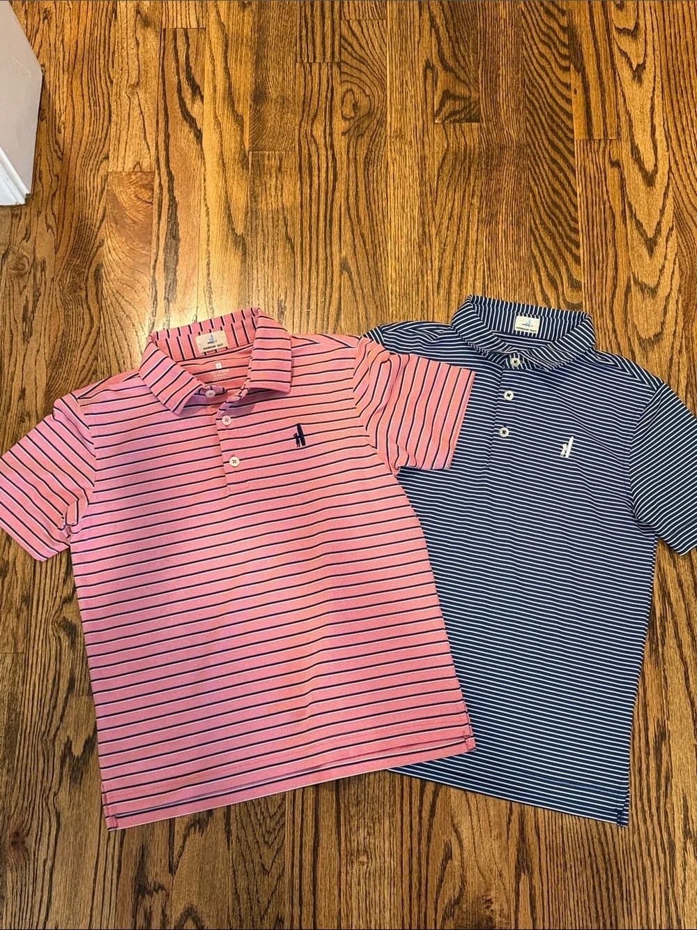 Boys Johnnie-O size 8  Striped Polo Shirts  set of two - performance wear feel